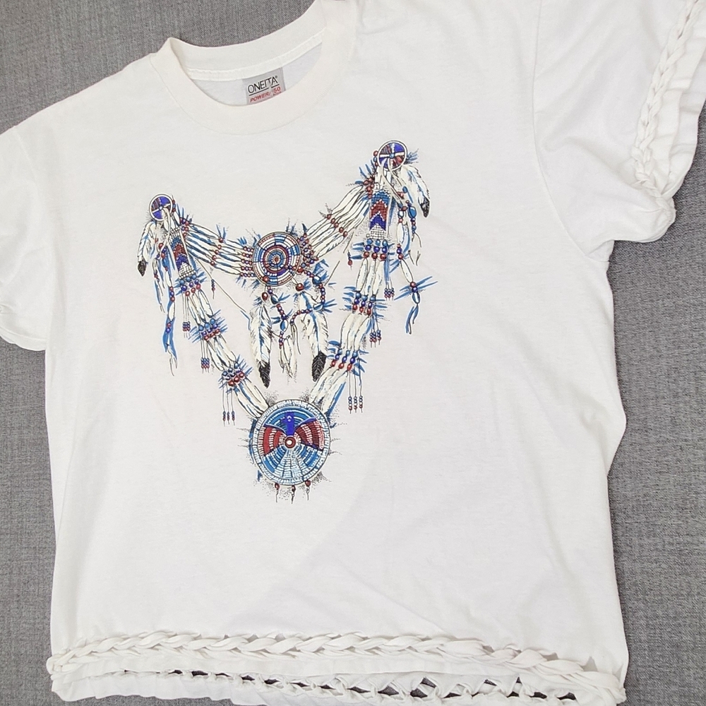Oneita White Native American- Inspired Dreamcatcher Graphic With Cut Out Design. - Picture 2 of 9